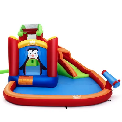 Inflatable Slide Bouncer And Water Park Bounce House Splash Pool Water Cannon