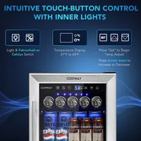 15 Inch Beverage Refrigerator, Built-in Beverage Cooler W/ Double-layer Tempered Glass Door