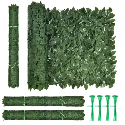 118x39in Artificial Ivy Privacy Fence Screen Faux Hedge Fence & Vine Decor