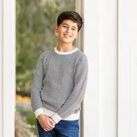 Boys Crewneck Pullover Sweater With Elbow Patches