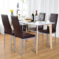 Costway Set Of 4 Pu Leather Dining Side Chairs Elegant Design Home Furniture Brown