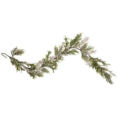 5' X 10" White Berry And Frosted Pine Christmas Garland, Unlit