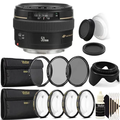 Ef 50mm F/1.4 Usm Lens + 58mm Uv Cpl Nd Kit + Macro Kit + Tulip Lens Hood