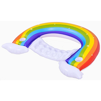 58" Inflatable Rainbow Swimming Pool Lounge Chair