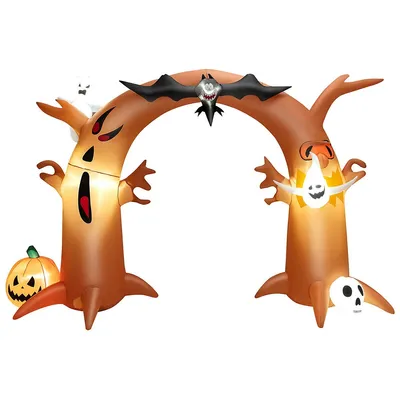 8 Ft Tall Halloween Inflatable Dead Tree Archway Decor W/ Bat Ghosts & Led Lights