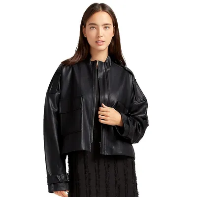 Reload Draped Leather Look Jacket