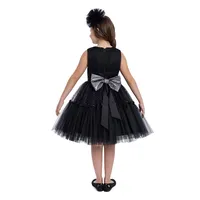 Girls Shimmering Black Sleeveless Tutu Dress