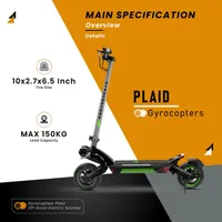 Gyrocopters Plaid Long Range Electric Scooter For Adults| Off- Road Tires With Dual Shocks | Range Up To 60 Kmh | Speed Up To 45kmh| 800w Motor | Smart App