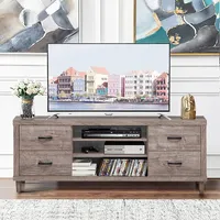 Tv Stand Entertainment Center Hold Up To 65'' Tv With Storage Shelves & Drawers