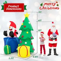 7 Ft Inflatable Christmas Lighted Santa Claus & Christmas Tree With Gift Boxes