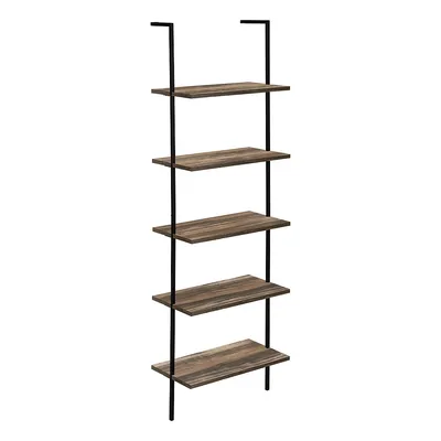 Bookcase 72" High Ladder Brown Reclaimed Wood-look Black Metal