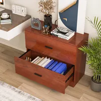 2-drawer Wood Lateral File Cabinet With Adjustable Bars For Home Office White/walnut