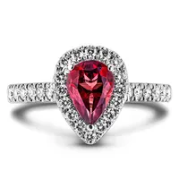 10k White Gold 0.32 Ct Ruby Gemstone & 0.50 Cttw Canadian Diamond Halo Style Ring
