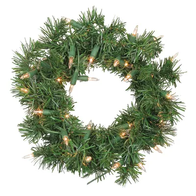 Pre-lit Deluxe Windsor Pine Artificial Christmas Wreath - 10-inch, Clear Lights
