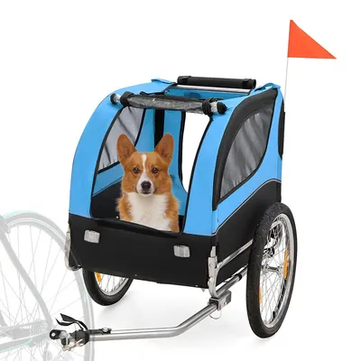 Dog Bike Trailer Foldable Pet Cart With 3 Entrances For Travel
