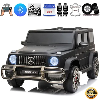 Exclusive Special Matte Edition Mercedes Benz G Series 2-seater 24v Kids' Ride-on Car W/ Rubber Wheels, Leather Seats, Floormat, Light-up Logo, 4wd, Usb, Bt