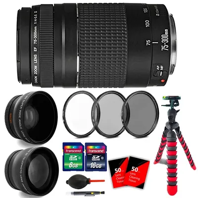 Ef 75-300mm F/4-5.6 Iii Lens + 58mm Uv Cpl Nd Filter + Telephoto & Wide Angle Lens + 24gb Memory Card + Essential Kit
