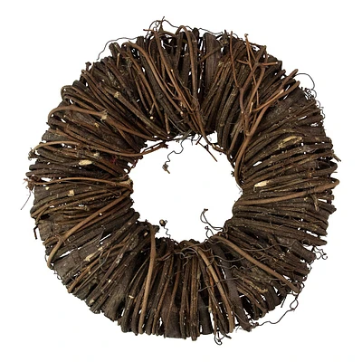 12" Brown Rustic Twig And Tree Bark Artificial Spring Wreath