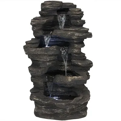 Rock Falls Electric Waterfall Fountain With Led Lights - 39-inch