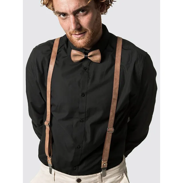 Mio Marino Suede Y-back Suspenders Bow Tie Set