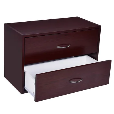 2-drawer Dresser Horiztonal Organizer W/handle Wood End Table Nightstand
