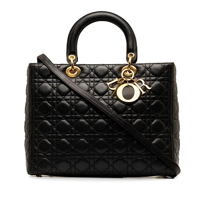 Pre-loved Large Lambskin Cannage Lady Dior