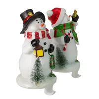 Set Of 2 Glittered Snowman Christmas Stocking Holders 5.75"