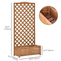 Raised Garden Bed Wood Planter With Trellis For Patio Brown