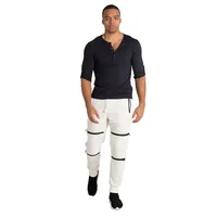 Men's Fleece Jogger Pants Double Moto Patch & Zipper Knee Trim Rib Cuff Waist