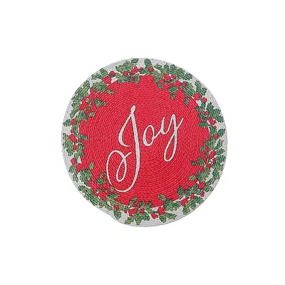 Christmas Printed Round Cotton Rope Placemat Joy - Set Of 12