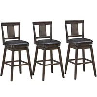 Swivel Bar Stool 29 Inch Upholstered Pub Height Chair With Rubber Wood Leg