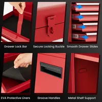 5-drawer Rolling Tool Chest Cabinet Metal Tool Storage Box Lockable With Wheels