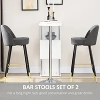 Upholstered Set Of 2 Bar Stools, Mid-back Kitchen Stool