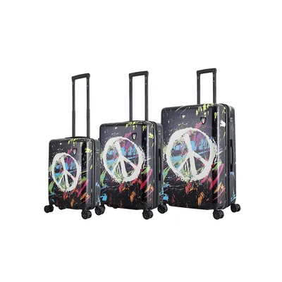 Spray Art Peace In The World Luggage 3 Pc Set (20", 24", 28")