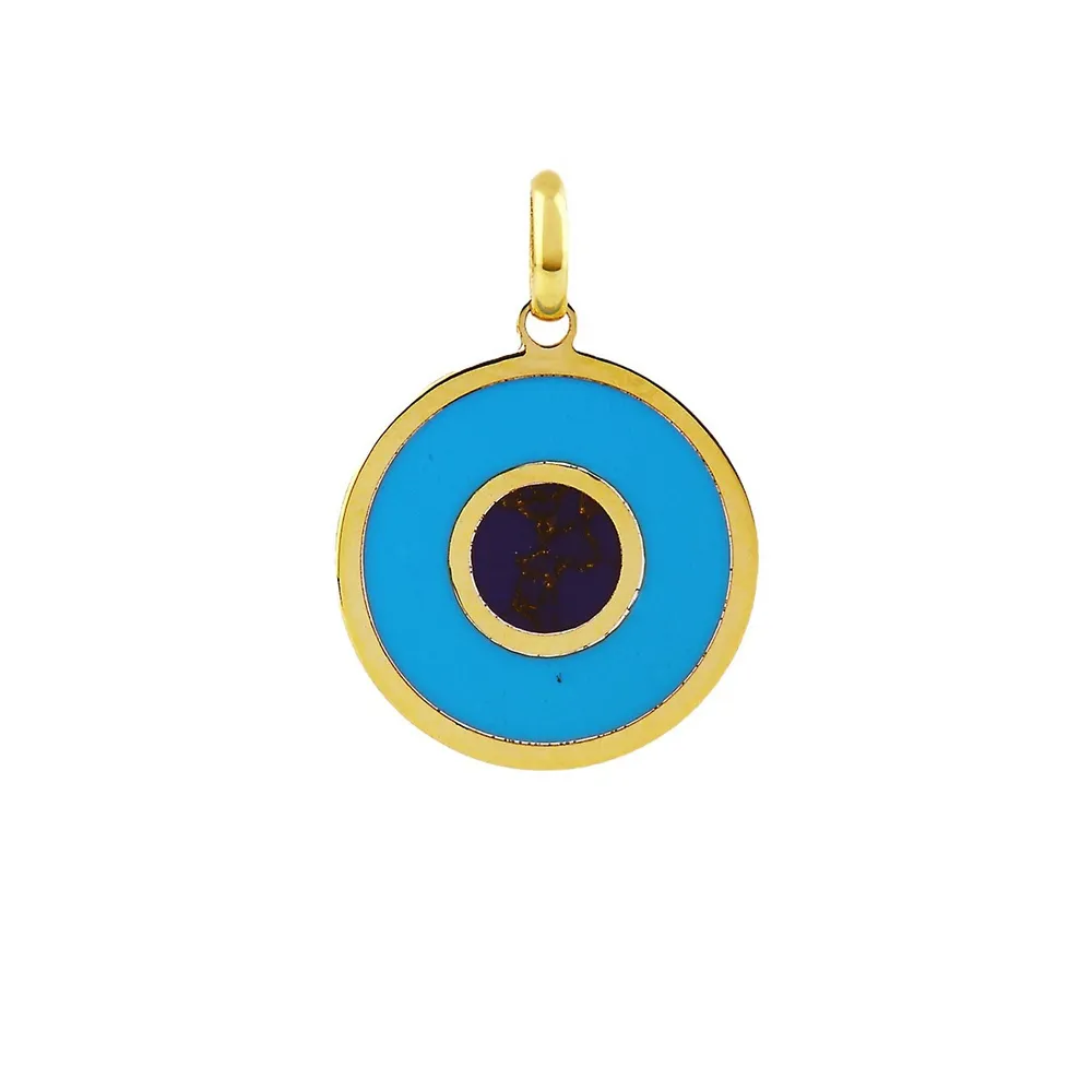 14k Gold Turquoise Evil Eye Charm