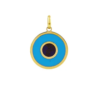 14k Gold Turquoise Evil Eye Charm