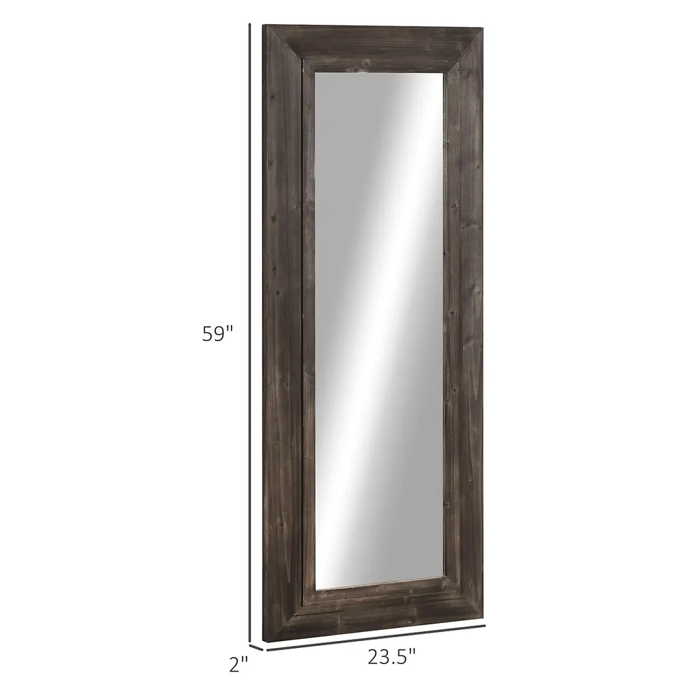 HOMCOM 58 x 20 Full Length Mirror, Floor Standing Mirror, Rectangular Full  Body Mirror for Bedroom, Living Room, Brown