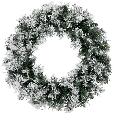 Heavily Flocked Pine Artificial Christmas Wreath, 24-inch, Unlit