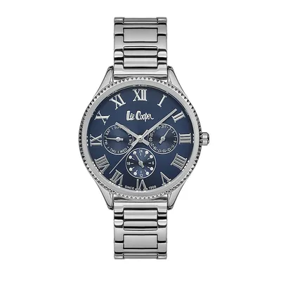 Ladies Lc06741.390 Multi-function Silver Watch With A Silver Metal Band And A Blue Dial