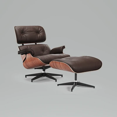 Armoni Leather Lounge Chair & Ottoman