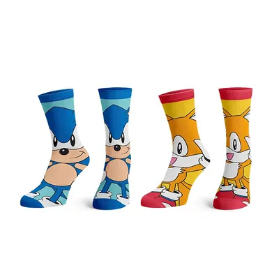 Sega Sonic The Hedgehog Tails 2 Pack Kids Animigos Socks