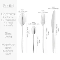 Sedici Premium 16 Piece Flatware Set - 18/10 Stainless Steel
