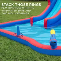 2-in-1 Bounce & Blast Inflatable Water Slide Park – Climbing Wall, Slide, Bouncer & Splash Pool – Included Air Pump & Carrying Case