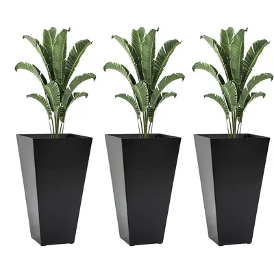3 Pcs 28" Tall Outdoor Indoor Plastic Planters Flower Pots