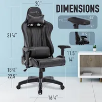 Enforcer - Office Gaming Chair, Ergonomic, High Back, Pu Leather, With Height Adjustment, Headrest & Lumbar Cushions - Black