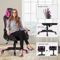 Massage Gaming Chair Reclining Racing W/lumbar Support And Headrest