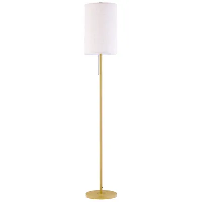 Modern Floor Lamp With Linen Fabric Lampshade Steel Frame