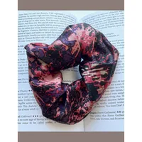 Pure Mulberry Silk French Scrunchie | Cabernet Sauvignon | Abstract Print | 2 Inch | 20 Momme | Brush Collection