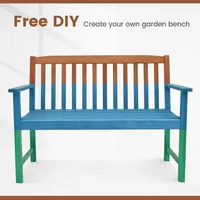 2-person Outdoor Garden Wood Bench With Backrest Armrests For Yard Porch