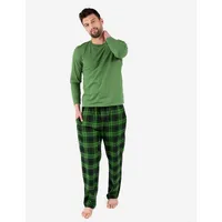 Two Piece Poly Top Flannel Pants Plaid